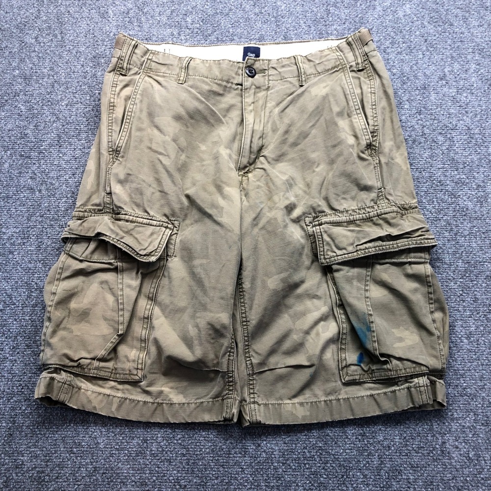 Gap Mens Camo Cargo Shorts Green Camouflage Multi Pocket Size 32